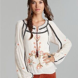 Free People Tiger Lily Embroidered Lace Blouse